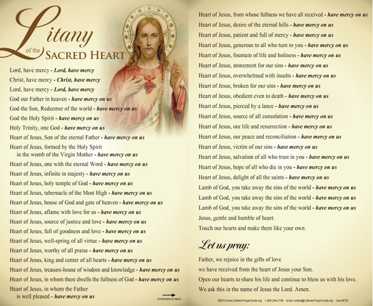Litany Of The Sacred Heart Of Jesus Printable